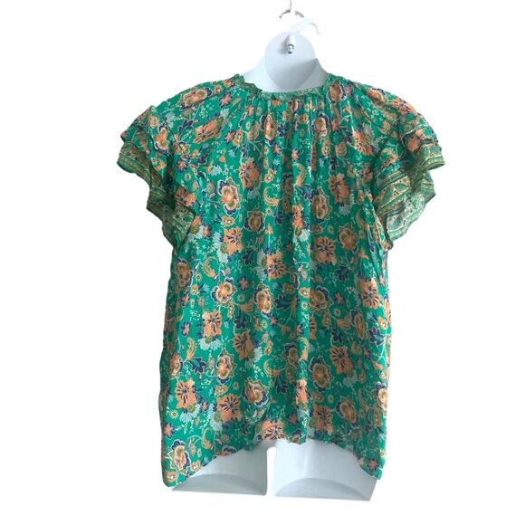 Rose + Olive Women's Blouse Plus 3X Floral Boho Tunic Short Sleeve 100% Rayon - Picture 2 of 9